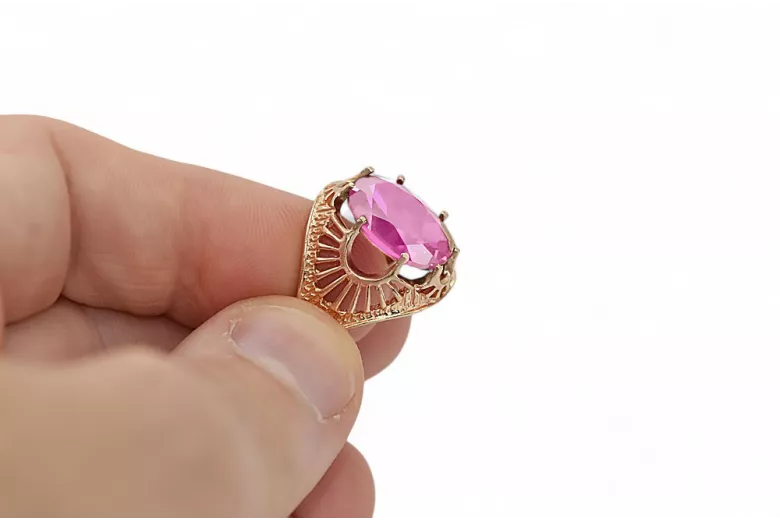 Originálny produkt Vintage 14k s ružovým zlatým ametystovým krúžkom vintage unikátny VRC003R